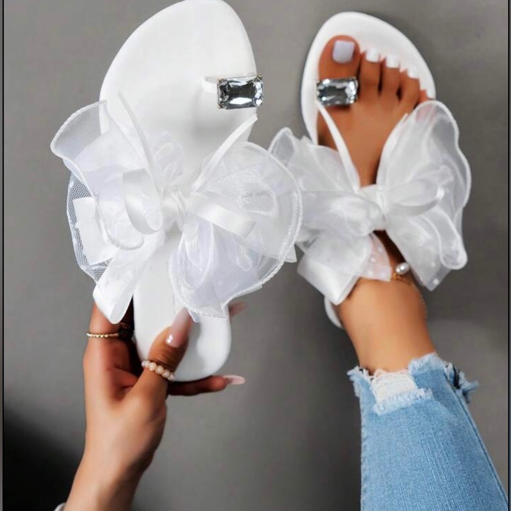 White bridal sandals